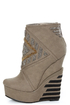 Michael Antonio Studio Cass Taupe Beaded Triple Wedge Booties