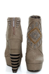 Michael Antonio Studio Cass Taupe Beaded Triple Wedge Booties