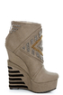Michael Antonio Studio Cass Taupe Beaded Triple Wedge Booties