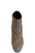 Michael Antonio Studio Cass Taupe Beaded Triple Wedge Booties