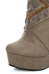 Michael Antonio Studio Cass Taupe Beaded Triple Wedge Booties