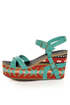 Michael Antonio Genoa Green Southwest Print Platform Sandals