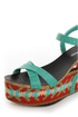 Michael Antonio Genoa Green Southwest Print Platform Sandals