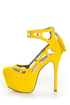 Michael Antonio Studio Lavonne Yellow Velvet Cutout Pumps