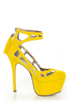 Michael Antonio Studio Lavonne Yellow Velvet Cutout Pumps