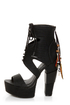 Michael Antonio Studio Thayer Black Tail Feather Lace-Up Heels