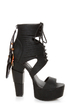 Michael Antonio Studio Thayer Black Tail Feather Lace-Up Heels