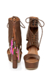 Michael Antonio Studio Thayer Cognac Tail Feather Lace-Up Heels