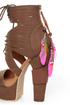 Michael Antonio Studio Thayer Cognac Tail Feather Lace-Up Heels