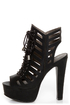 Michael Antonio Tiber Black Cutout Lace-Up Platform Booties