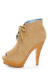 Maker's Flavia 30 Camel Lace-Up Peep Toe Booties