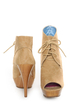 Maker's Flavia 30 Camel Lace-Up Peep Toe Booties