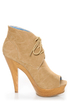 Maker's Flavia 30 Camel Lace-Up Peep Toe Booties
