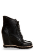 Matiko Cooper Black Leather Lace-Up Wedge Sneakers