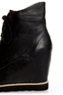 Matiko Cooper Black Leather Lace-Up Wedge Sneakers