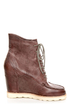 Matiko Cooper Brown Leather Lace-Up Wedge Sneakers