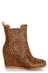 Matiko Kain Cheetah Print Pony Fur Hidden Wedge Chelsea Boots