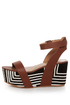 Matiko Lyon Brown with Black and White Print Flatform Sandals