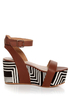Matiko Lyon Brown with Black and White Print Flatform Sandals