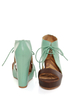 Matiko Paris Light Blue & Brown Lace-Up Cutout Wedges