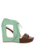 Matiko Paris Light Blue & Brown Lace-Up Cutout Wedges