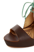 Matiko Paris Light Blue & Brown Lace-Up Cutout Wedges