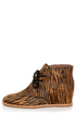 Matiko Sharon Zebra Pony Fur Lace-Up Wedge Sneakers