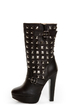 Apollo Black Belted and Studded Platform Boots