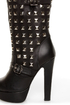 Apollo Black Belted and Studded Platform Boots