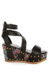 N.Y.L.A. Elayne Black Tapestry & Studs Platform Wedges