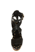 N.Y.L.A. Elayne Black Tapestry & Studs Platform Wedges