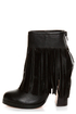 N.Y.L.A. Gravano Black Leather Fringe Booties