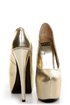 N.Y.L.A Issa Gold Leather Mega Platform Pumps