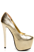 N.Y.L.A Issa Gold Leather Mega Platform Pumps