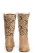 N.Y.L.A. Kylah Taupe Tapestry Mid Calf Boots