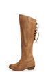 Naughty Monkey Bullet Beige Leather Laced Back Riding Boots
