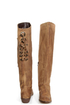 Naughty Monkey Bullet Beige Leather Laced Back Riding Boots