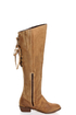 Naughty Monkey Bullet Beige Leather Laced Back Riding Boots