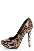 Naughty Monkey Glistening Tan Leopard Print Sequin High Heels