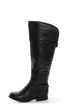 Not Rated Battlefront Black Snap Button-Studded OTK Riding Boots