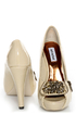 Not Rated Happy Beat Nude Zipper Bib Studded Pumps