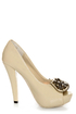 Not Rated Happy Beat Nude Zipper Bib Studded Pumps