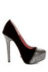 Promise Marino Black Metallic Cap-Toe Platform Pumps