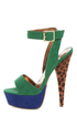 Promise Carlton Green Color Block Leopard Print Platform Heels