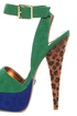 Promise Carlton Green Color Block Leopard Print Platform Heels