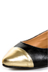 Promise Freida Black and Gold Pointed Cap-Toe Flats