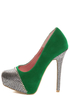 Promise Marino Green Metallic Cap-Toe Platform Pumps