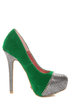 Promise Marino Green Metallic Cap-Toe Platform Pumps
