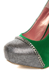 Promise Marino Green Metallic Cap-Toe Platform Pumps