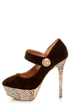 Promise Marciana Chocolate Snake Print Mary Jane Platform Pumps